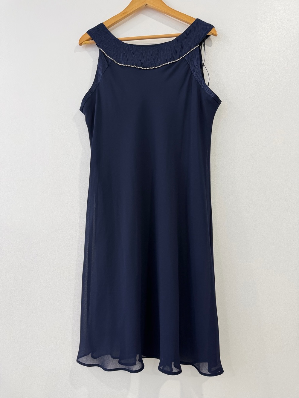 Le Bos Navy Dress with Beaded Trim - Picture 1 of 9